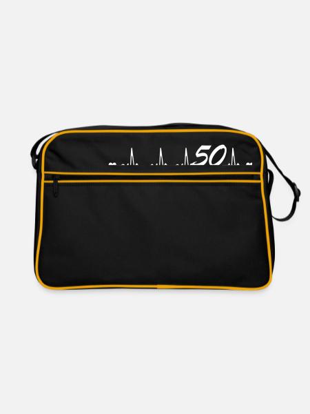 Birthday Heartbeat Love 50 Gift - Retro Bag - black/gold - Front