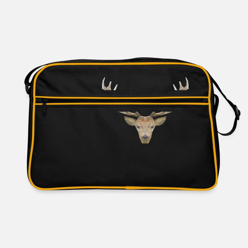 Low Poly Hirsch - Retro Tasche - Schwarz/Gold