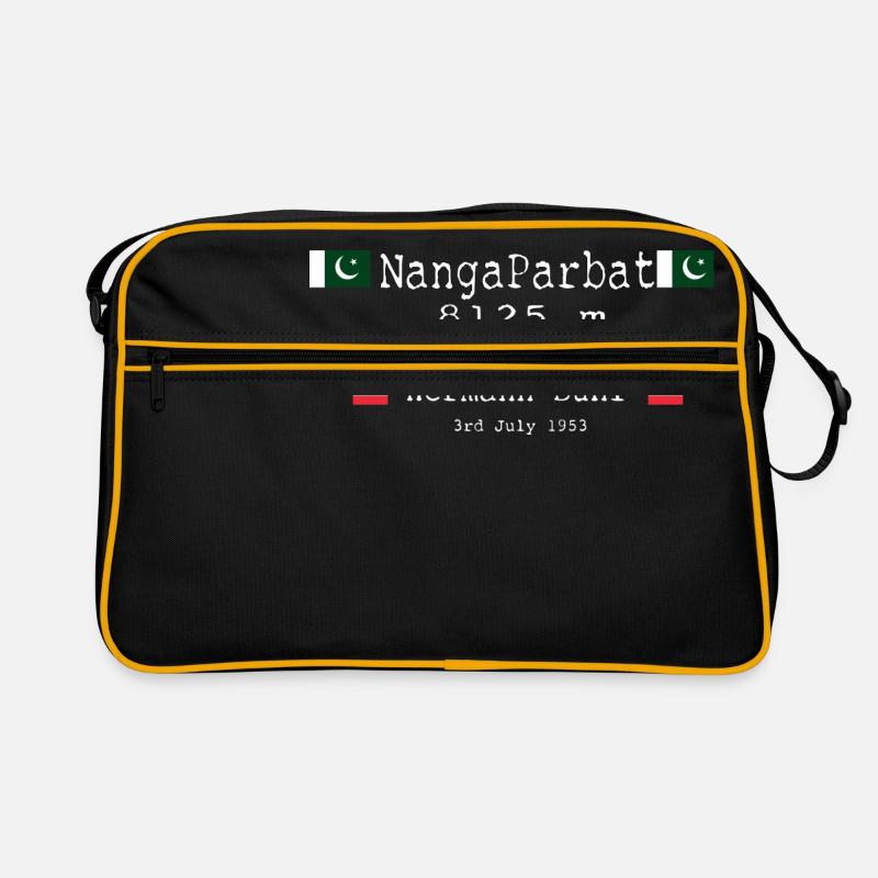 NangaParbat20-01white und die ersten Kletterer - Retro Tasche - Schwarz/Gold