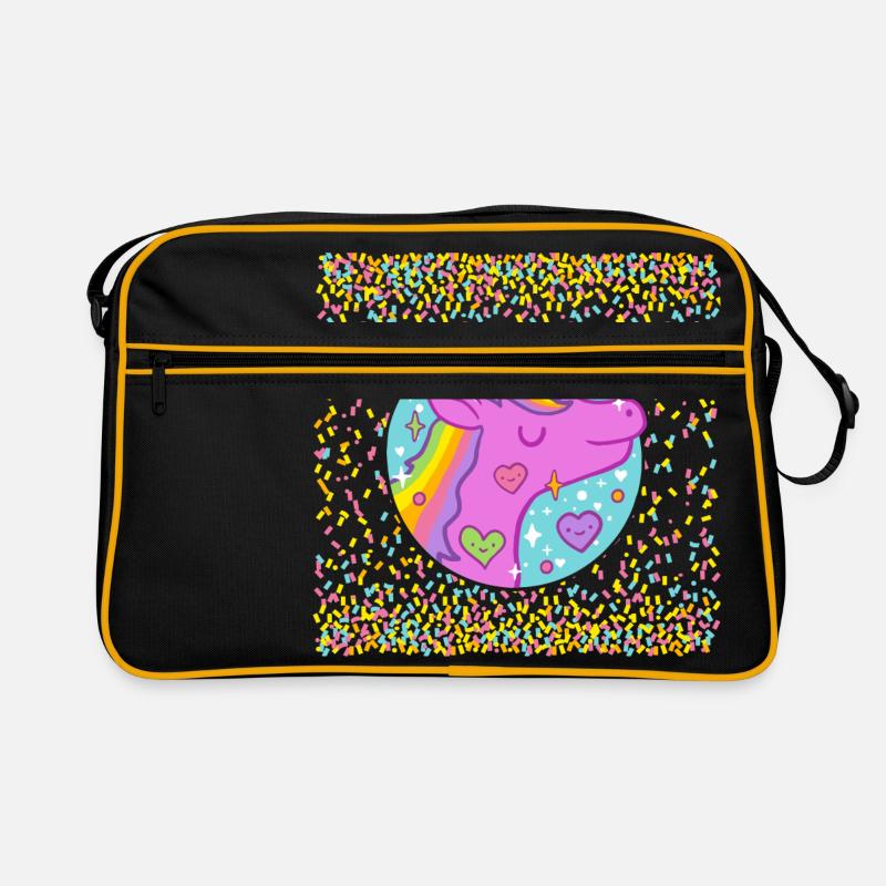 Einhorn im Glitzer Retro Tasche