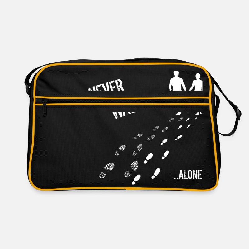 MANN UND FRAU NEVER WALK ALONE - Retro Tasche - Schwarz/Gold