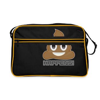 Emoji Poo Happens Funny Joke - Retro Bag - black/gold - Front