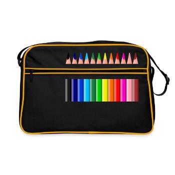 school schule lernen teacher lehrer pencil stift p - Retro Tasche - Schwarz/Gold - Vorne