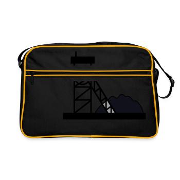 bergarbeiter miner bergwerk mine coal kohle5 - Retro Tasche - Schwarz/Gold - Vorne