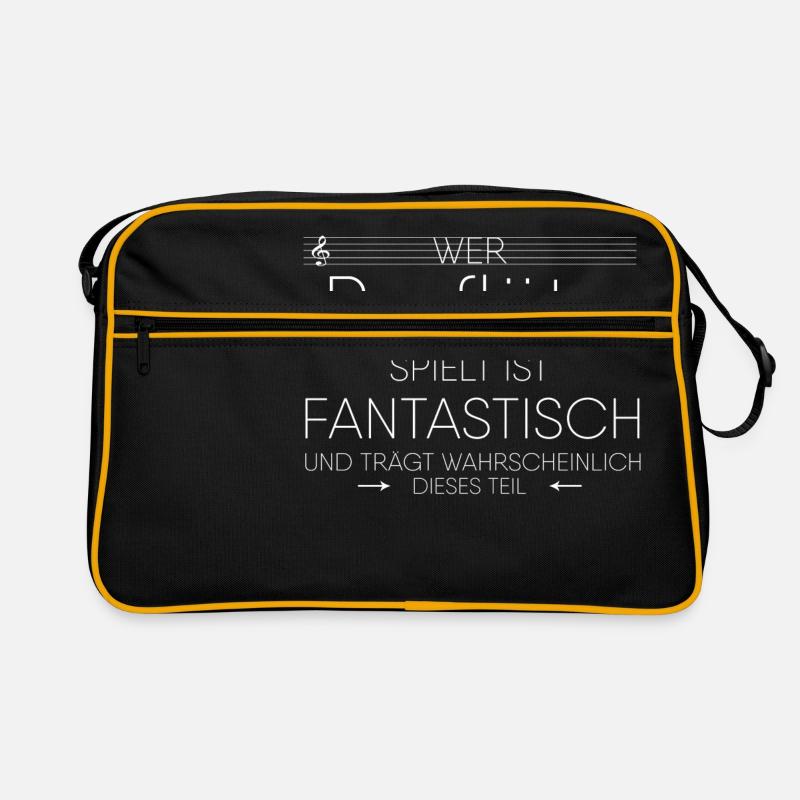 Panflöte Instrument Geschenk - Retro Tasche - Schwarz/Gold
