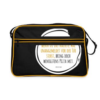 Depression Pizza schwarz-gelb - Retro Tasche - Schwarz/Gold - Vorne