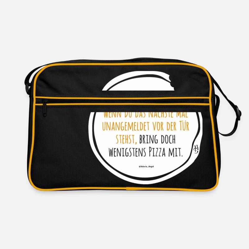 Depression Pizza schwarz-gelb - Retro Tasche - Schwarz/Gold