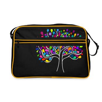 Baum des Lebens - Retro Tasche - Schwarz/Gold - Vorne
