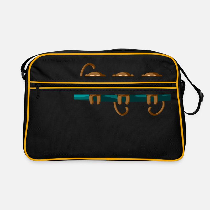 Les trois singes de Nikko - Sac Retro - noir/or
