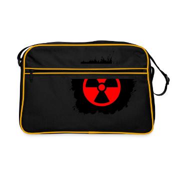 Rouge, rouge Radioactif, symbole de la radioactivité - Sac Retro - noir/or - Devant