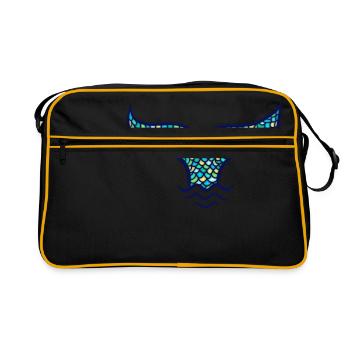 Aileron de rorqual commun de sirène, sirène - Sac Retro - noir/or - Devant