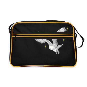 Hibou des neiges dessiné à la main avec des étoiles - Sac Retro - noir/or - Devant