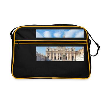 St. Peter's Square Rome Italy - Retro Tasche - Schwarz/Gold - Vorne