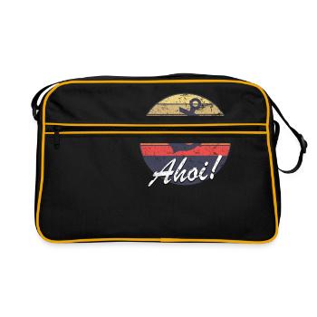 Coucher de soleil ahoy! Logo plage coucher de soleil - Sac Retro - noir/or - Devant