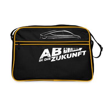 Ab in die Zukunft TM3 used look elektromobilitaet - Retro Tasche - Schwarz/Gold - Vorne