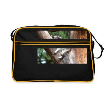 Raton laveur nord-américain (en allemand Waschbär) - Sac Retro - noir/or - Devant