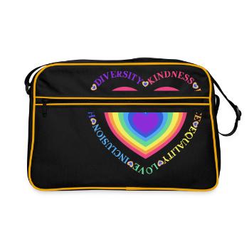 Diversity Kindness Peace Equality Love Inclusion - Retro Tasche - Schwarz/Gold - Vorne