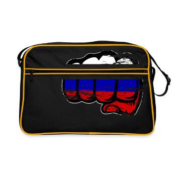 Drapeau de la Russie main poing utilisé - Sac Retro - noir/or - Devant