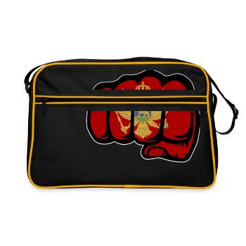 Montenegro Flagge Faust - Retro Tasche - Schwarz/Gold - Vorne