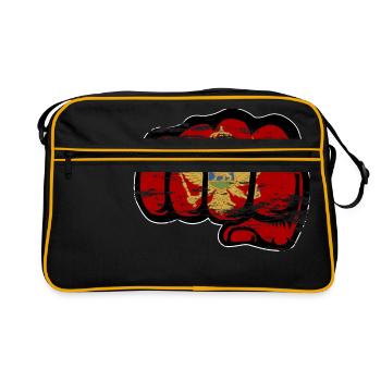 Montenegro Flag Fist Used - Retro Bag - black/gold - Front