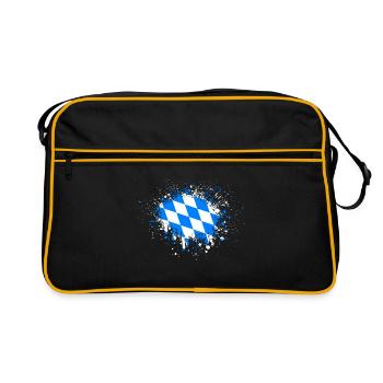 Bavière drapeau Klecks Bayerische Flagge - Sac Retro - noir/or - Devant
