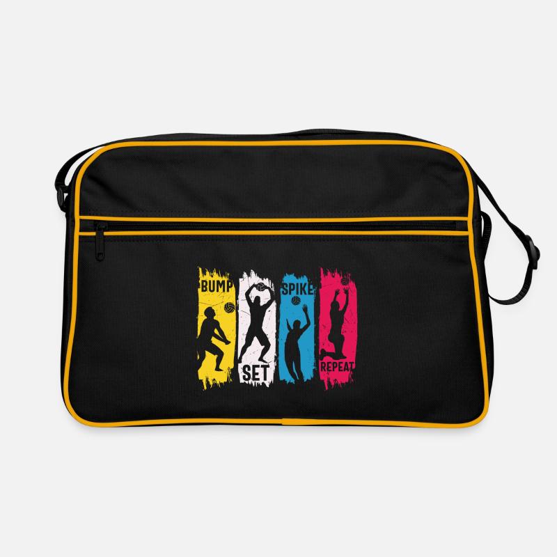 Bump set spike repeat cooler Volleyball Spruch Retro Tasche