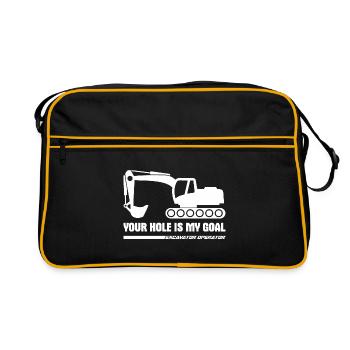 Your hole is my goal excavator operator cadeau - Sac Retro - noir/or - Devant