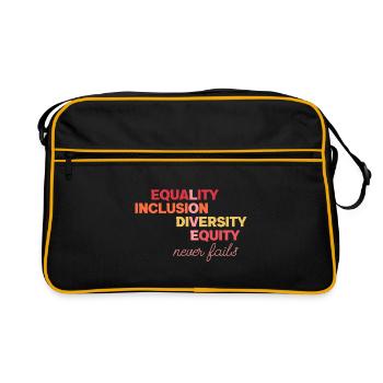 Gleichstellung Inklusion Vielfalt Gerechtigkeit - Retro Tasche - Schwarz/Gold - Vorne