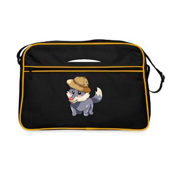 Loup chasseur - Sac Retro - noir/or - Devant