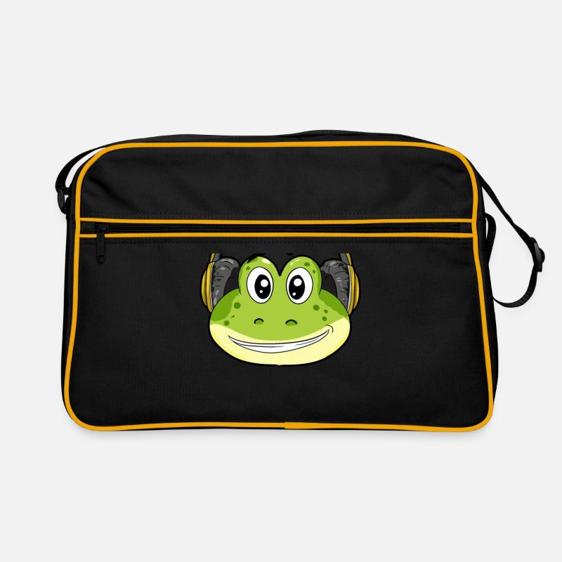Frosch mit Kopfhörer Retro Tasche