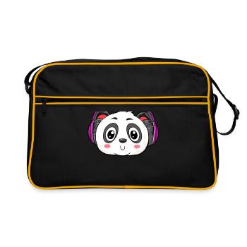Panda with headphones - Retro Bag - black/gold - Front