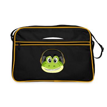 Frog with headphones - Retro Bag - black/gold - Front