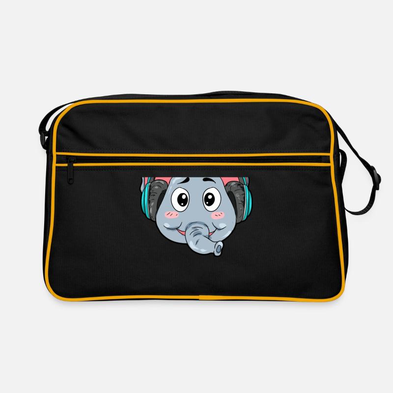 Elefant mit Kopfhörer Retro Tasche
