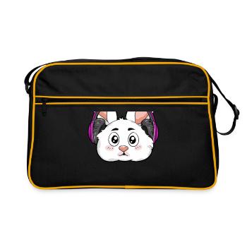 Rabbit with headphones - Retro Bag - black/gold - Front