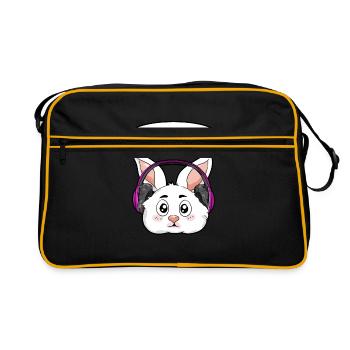 Rabbit with headphones - Retro Bag - black/gold - Front