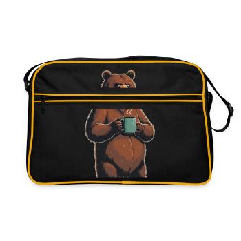 Grim Bear Tasse à café Ours Café Fatigué - Sac Retro - noir/or - Devant