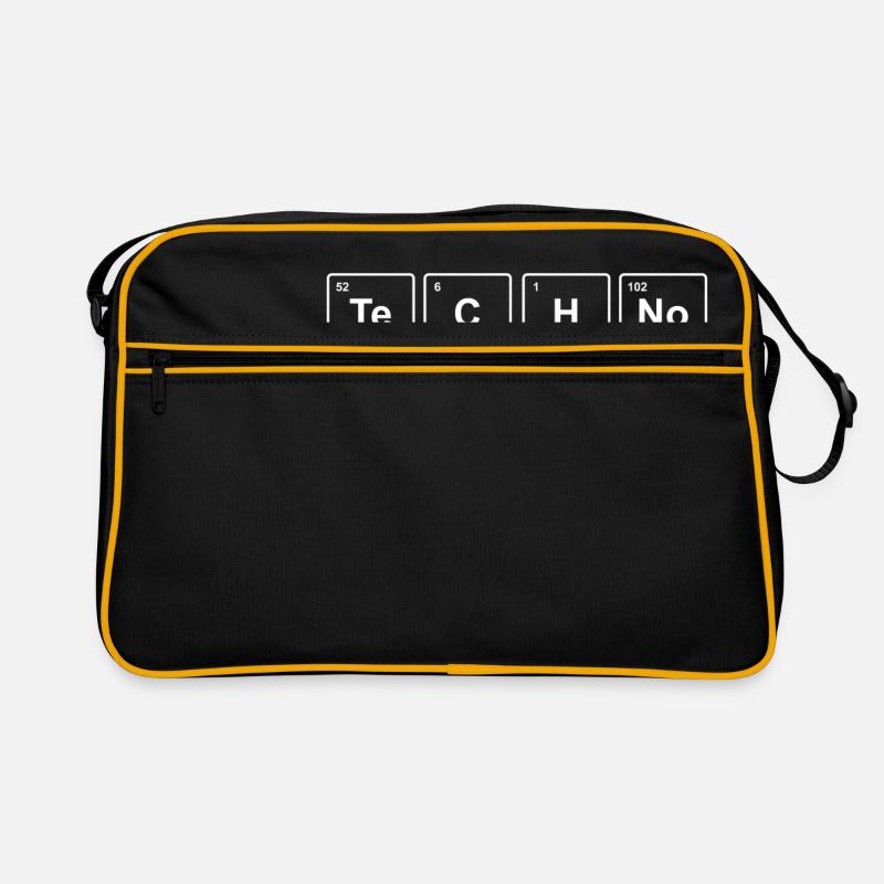 TECHNO - Musik Shirt - lustiges Geschenk - Retro Tasche - Schwarz/Gold