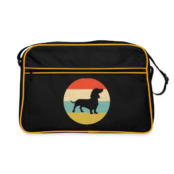 Hunderasse Dachshund Hundehalter Geschenk - Retro Tasche - Schwarz/Gold - Vorne