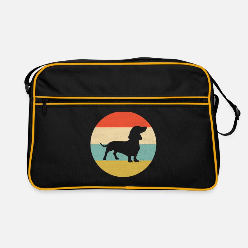 Cadeau de propriétaire de chien de race de chien de teckel - Sac Retro - noir/or