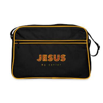 Jésus mon sauveur | Paillettes d'or - Sac Retro - noir/or - Devant