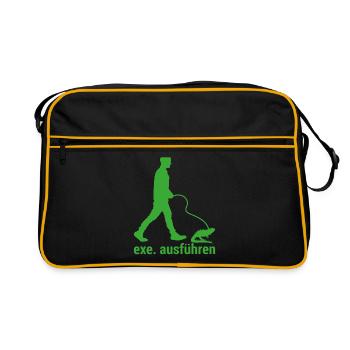 Exe Echse ausfuehren Admin Sysadmin Geschenk - Retro Tasche - Schwarz/Gold - Vorne