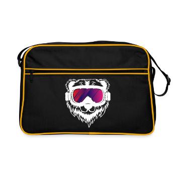 Ski skiing skier bear gift - Retro Bag - black/gold - Front