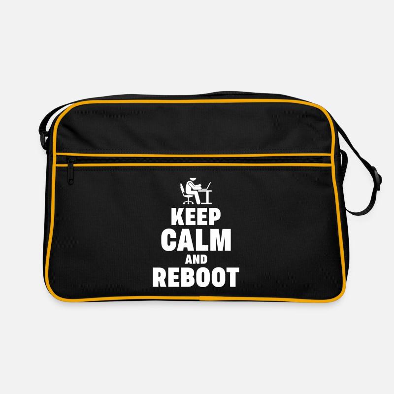 Keep Calm and Reboot Admin Sysadmin Geschenk - Retro Tasche - Schwarz/Gold