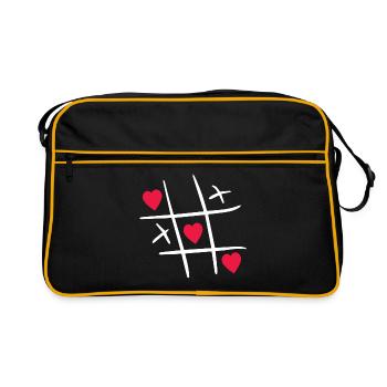 Tic-Tac-Toe Saint Valentin cadeau Saint Valentin - Sac Retro - noir/or - Devant