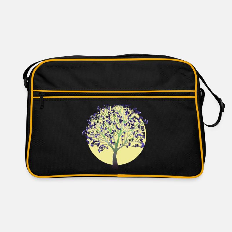 Baum, lila - Retro Tasche - Schwarz/Gold