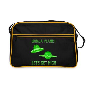 Cannabis Alien High - Retro Tasche - Schwarz/Gold - Vorne