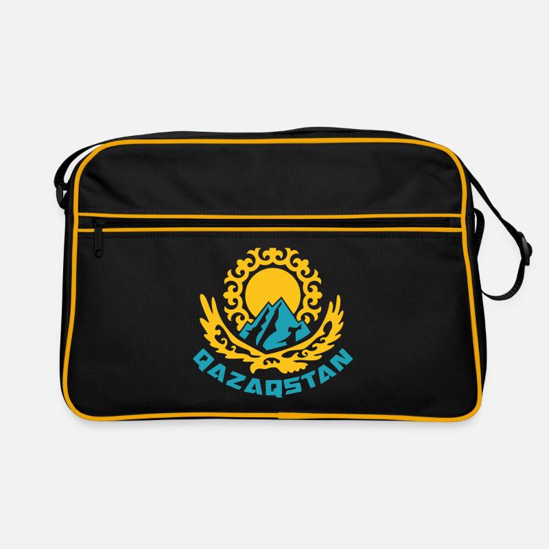 Qazaqstan Geschenk Republik Kasachisch Kasachen - Retro Tasche - Schwarz/Gold