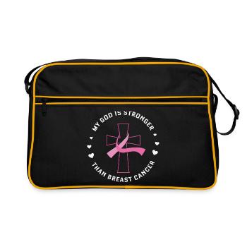 Mon Dieu est plus fort que le cancer du sein Jésus Croix - Sac Retro - noir/or - Devant