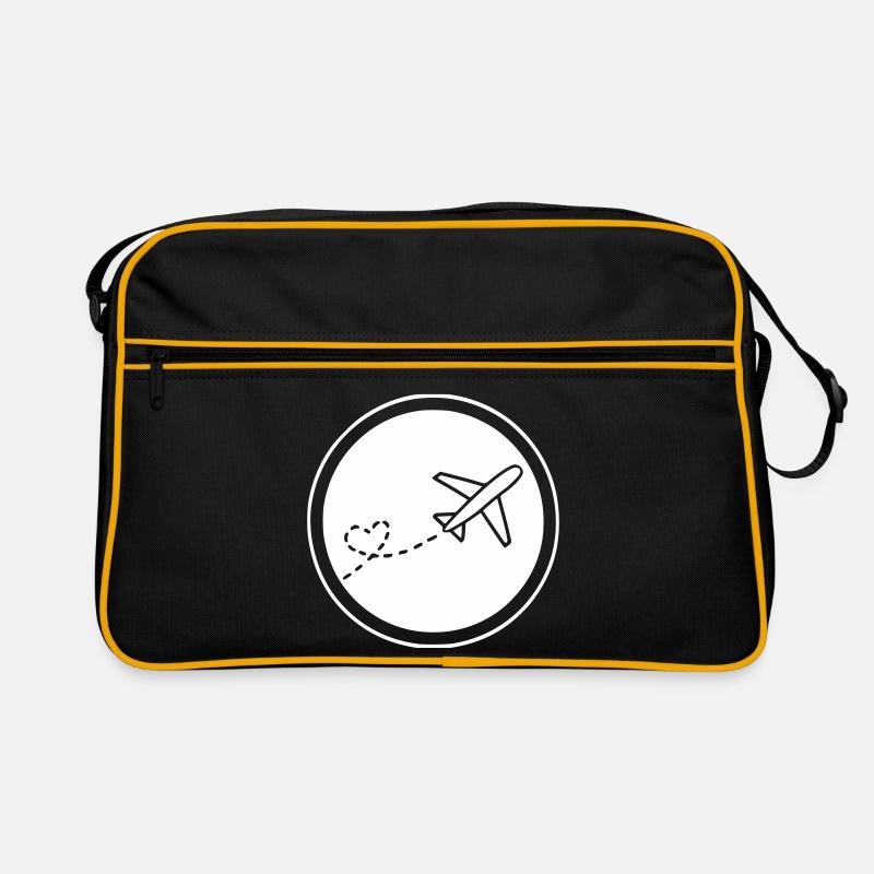 Flugzeug fliegt Herz Retro Tasche