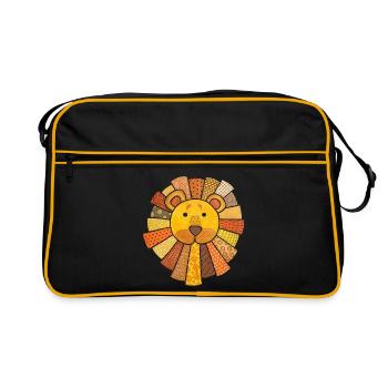Lion mignon bébé lion enfants kawaii chambre d’enfant - Sac Retro - noir/or - Devant